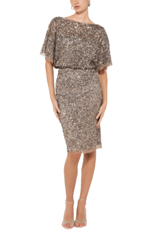 Alinda Beaded Dress - Gunmetal