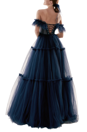 Akira Maxi Tulle Gown - Navy