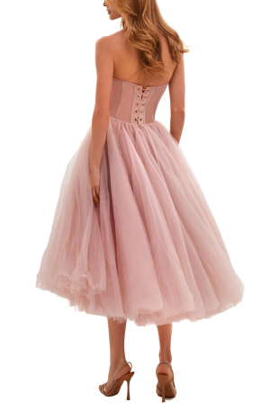 Suknia Midi Tulle Dress - Misty Rose