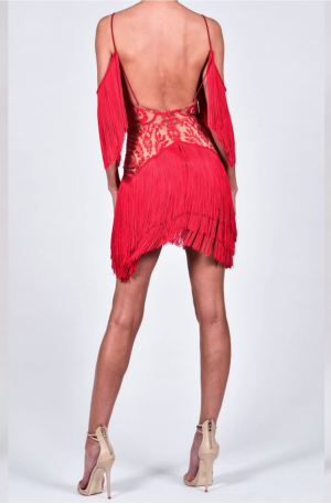 Adoria Red Lace Fringe Dress