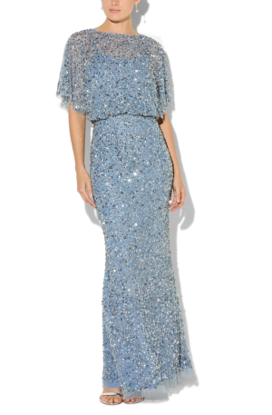 Mimi Hand Beaded Gown - Sky Blue