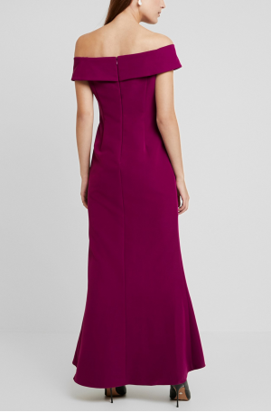 Off Shoulder Draped Crepe Gown – Wildberry