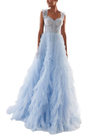 Mira Ruffled Gown - Blue