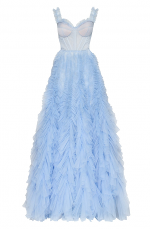 Mira Ruffled Gown - Blue