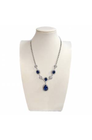 Blue Crystal Drop Necklace