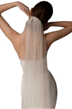Pearl Embellished Tulle Veil