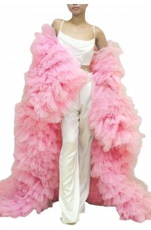 Nova Ruffled Tulle Cape - Pink